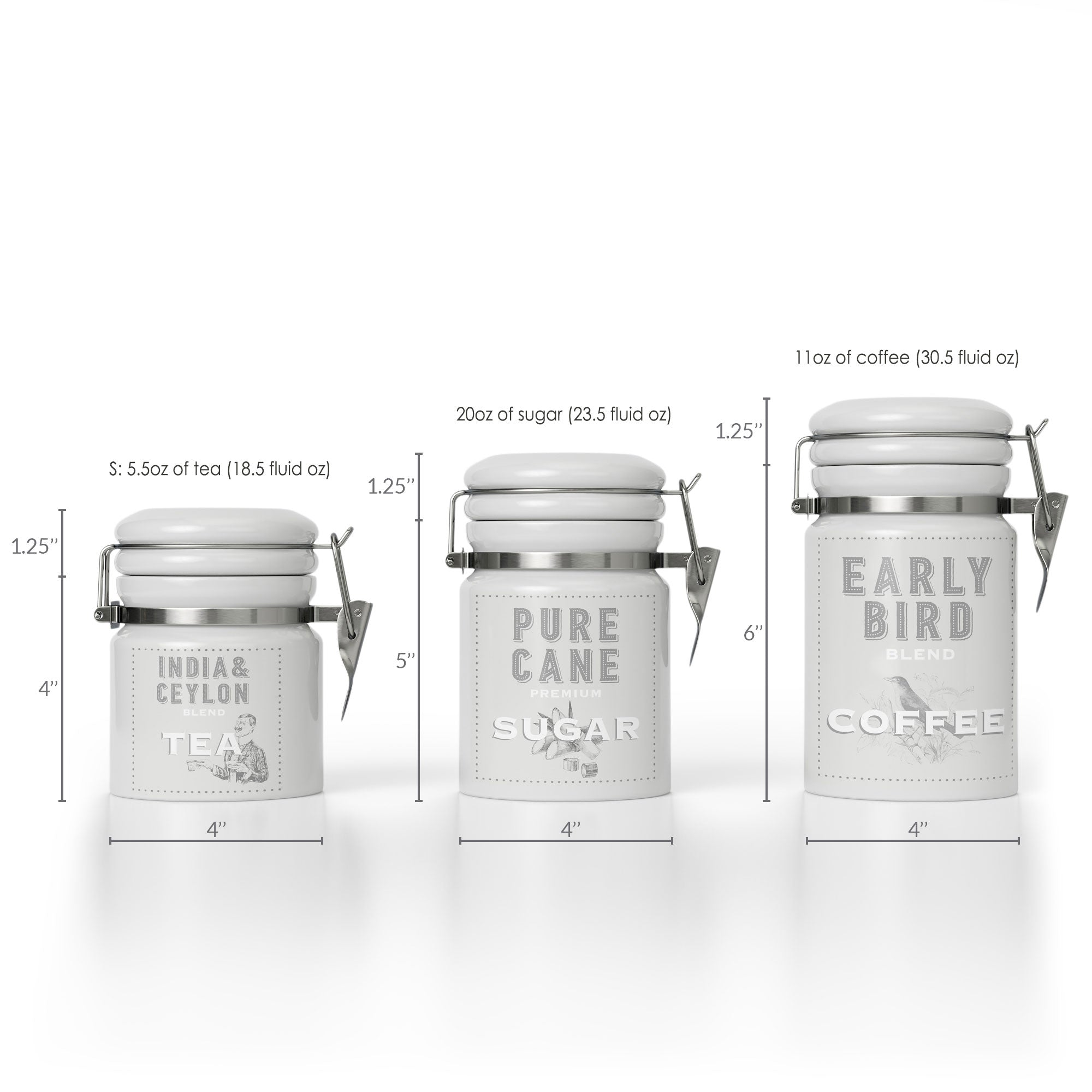  Barnyard Designs Farmhouse Canisters for the Kitchen Counter,  Country Decor - Rustic Flour Sugar Coffee Tea Storage, Set of 4, Largest is  5.5 x 11.25 : Home & Kitchen
