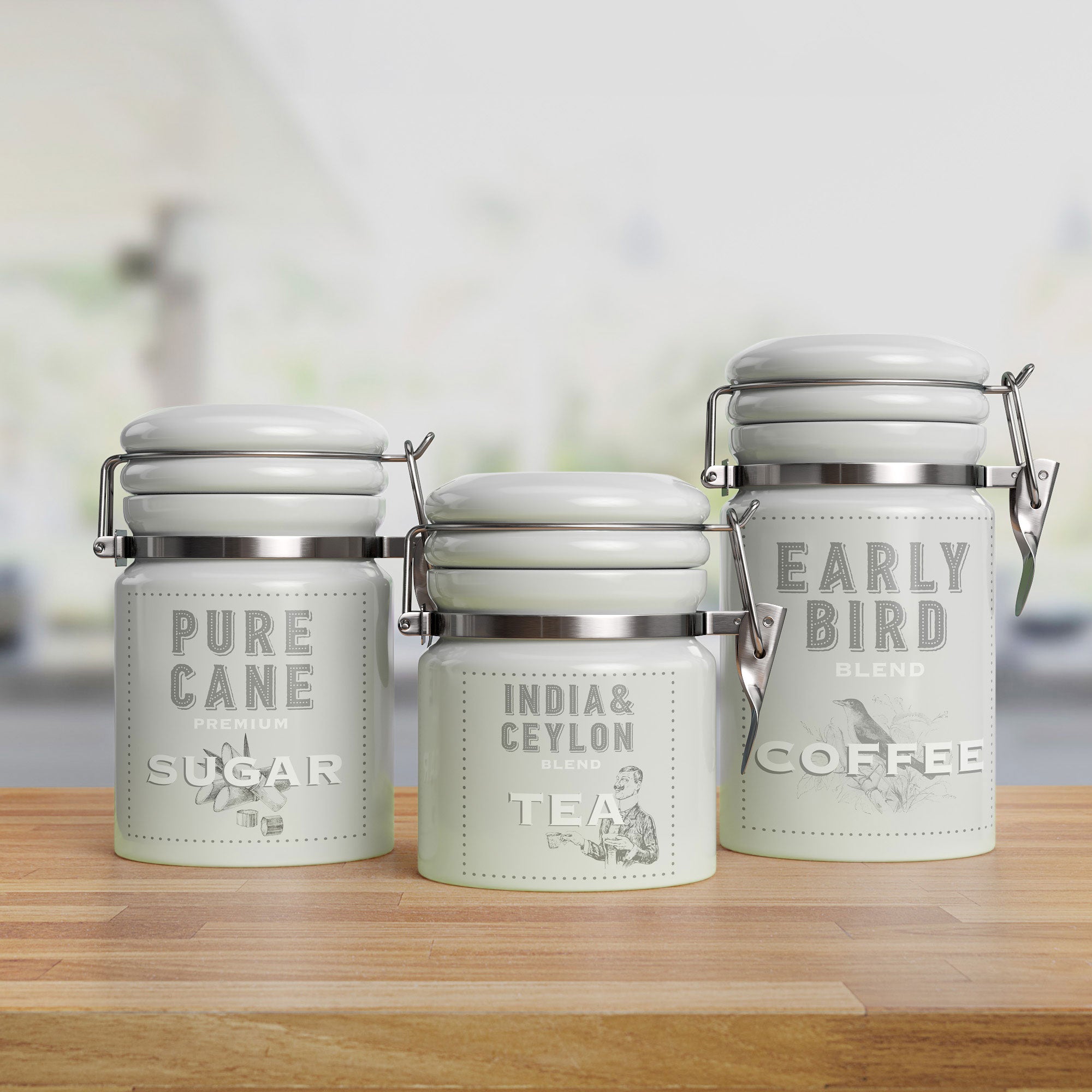 Ceramic Cannister Set Flour, Sugar, Coffee, Tea, 1 set of 4 - Harris Teeter