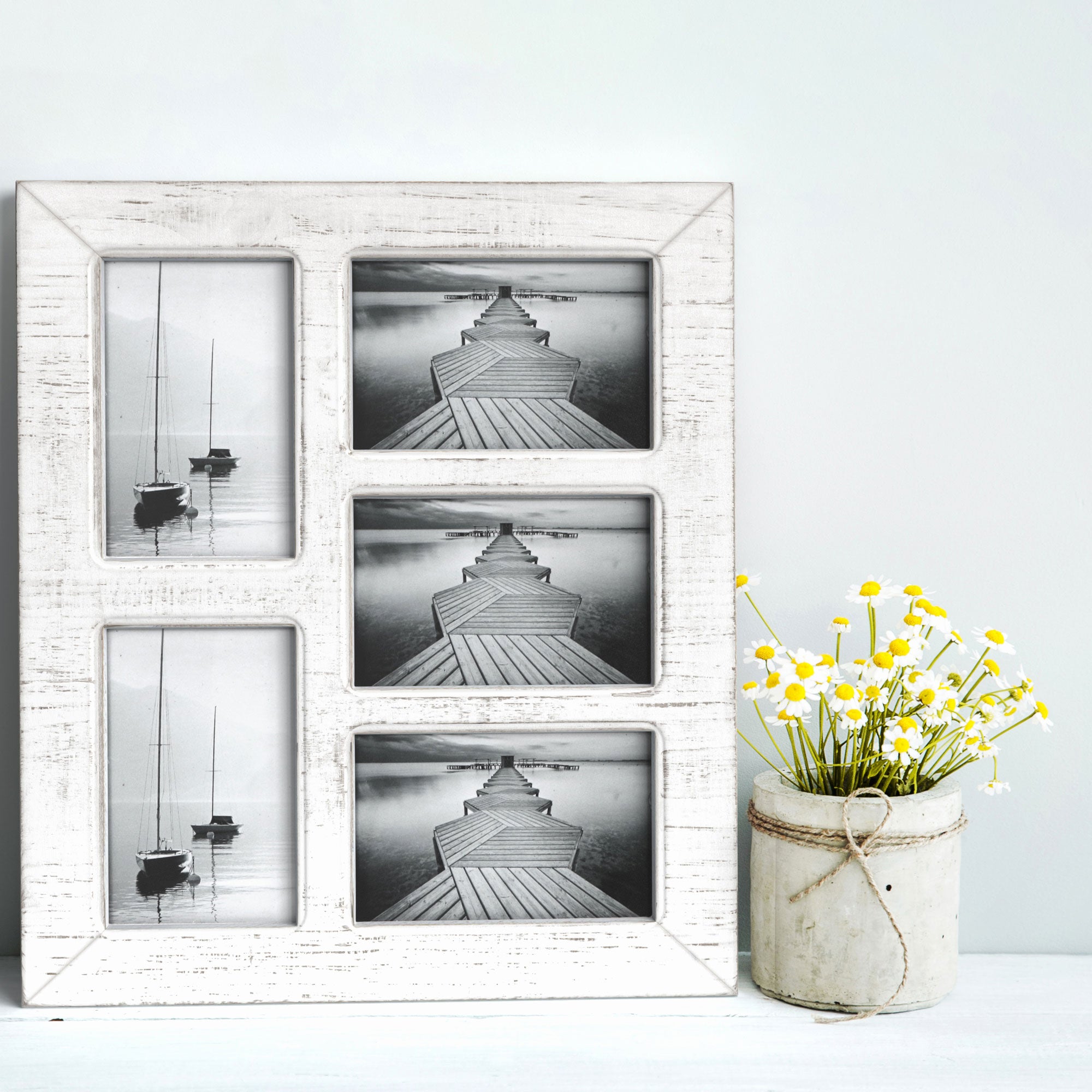 Langdon House 4x6 Picture Frames (Distressed White, 6 Pack) Farmhouse Style, Richland Collection
