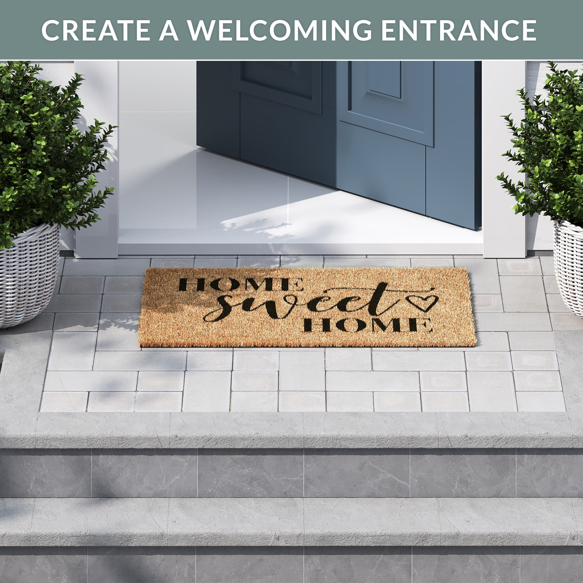 Barnyard Designs 'Home Sweet Home' Doormat Welcome Mat for Outdoors, Large  Front Door Entrance Mat, 30x17, Brown